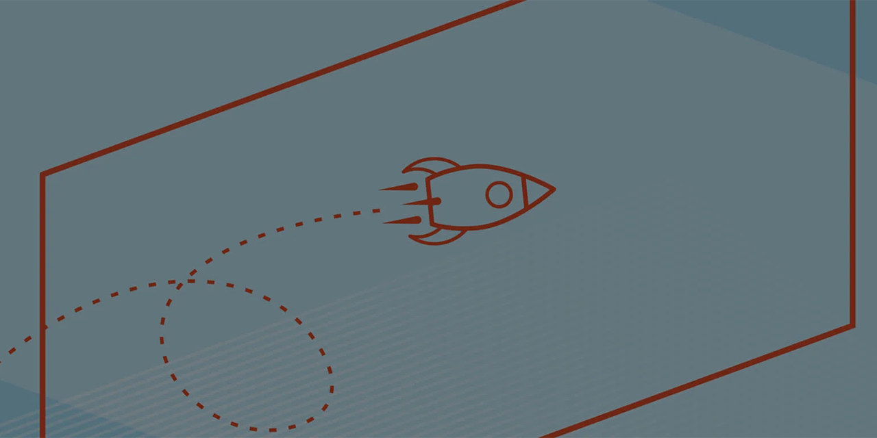 Sketch of a rocket ship on a blue background