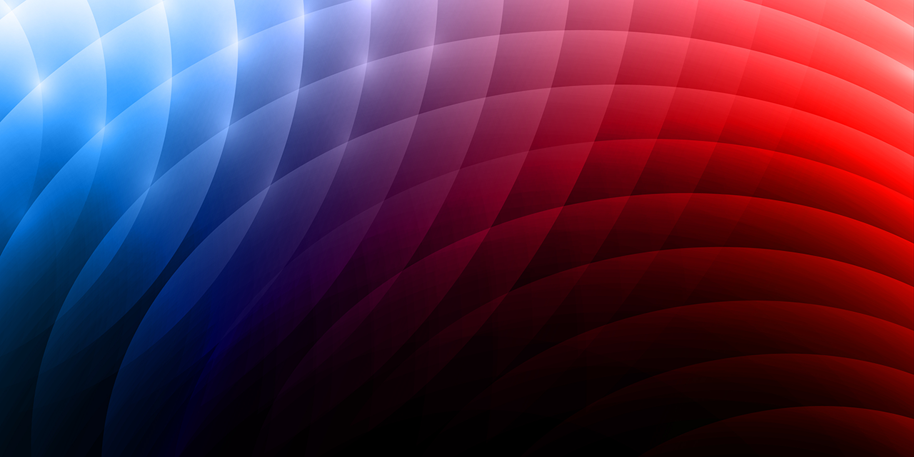 Red and blue light and lines creating abstract United States flag on black background vector illustration