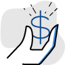 icon of a hand holding a US dollar sign