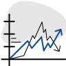 icon of a zigzag upward and downward arrow on a graph