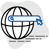 icon of a search bar and pointer over a globe