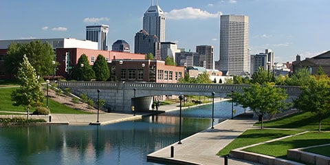 Photograph of the downtown Indianapolis syline.