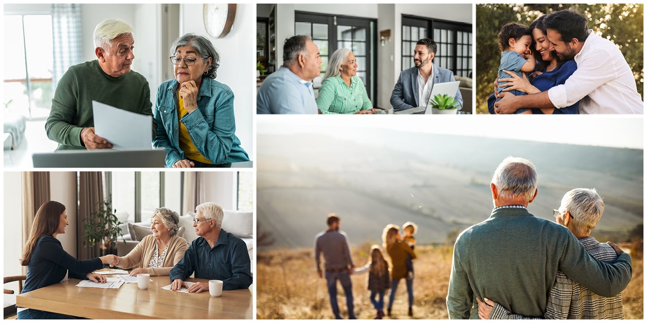 Photo collage of families of varying demographics