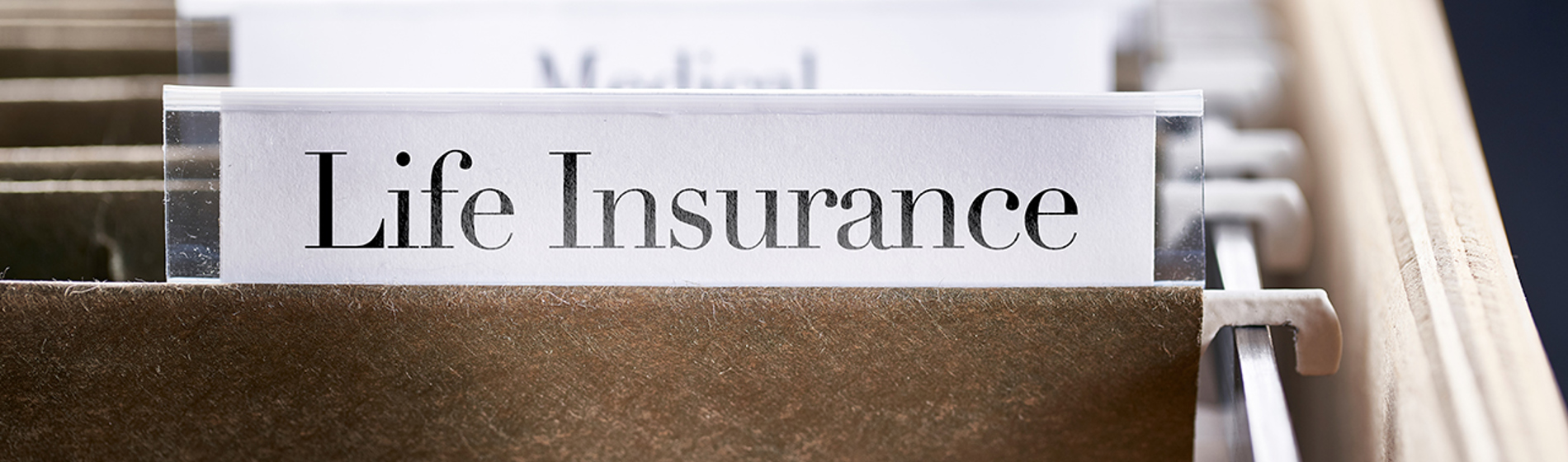 File folder with 'life insurance' label. 
