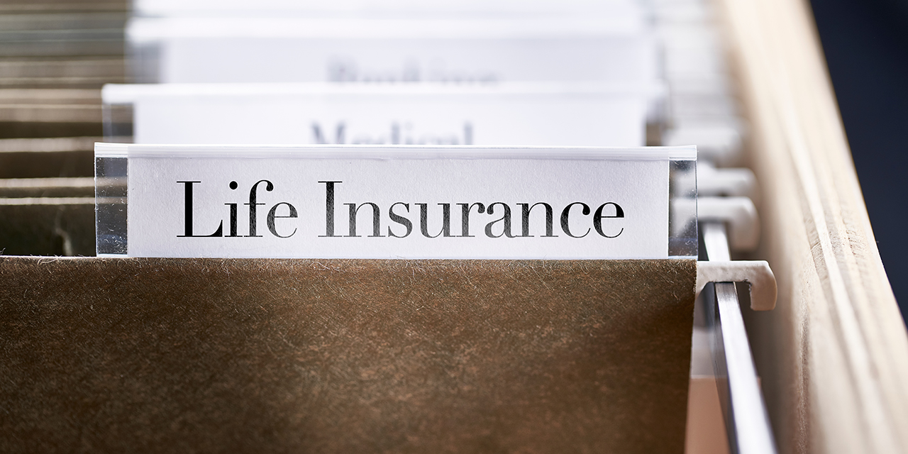 File folder with 'life insurance' label. 
