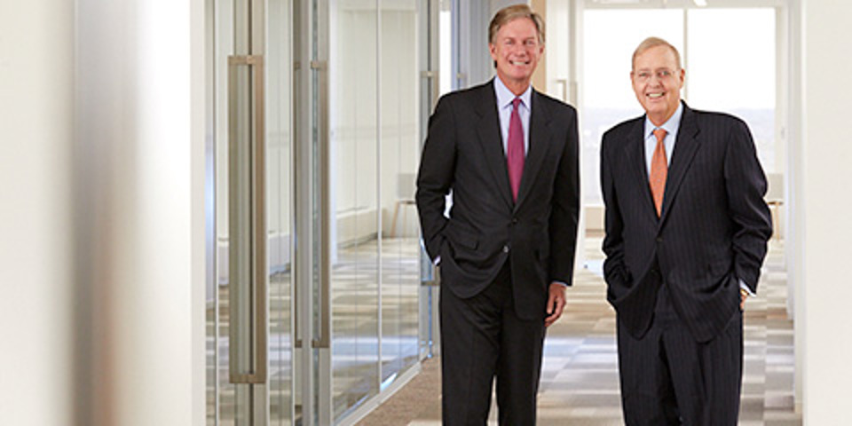 Steve Booth and Paul Purcell standing in Baird Office