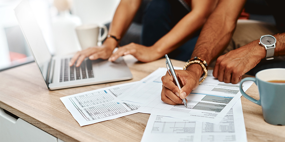 Couple working on paperwork