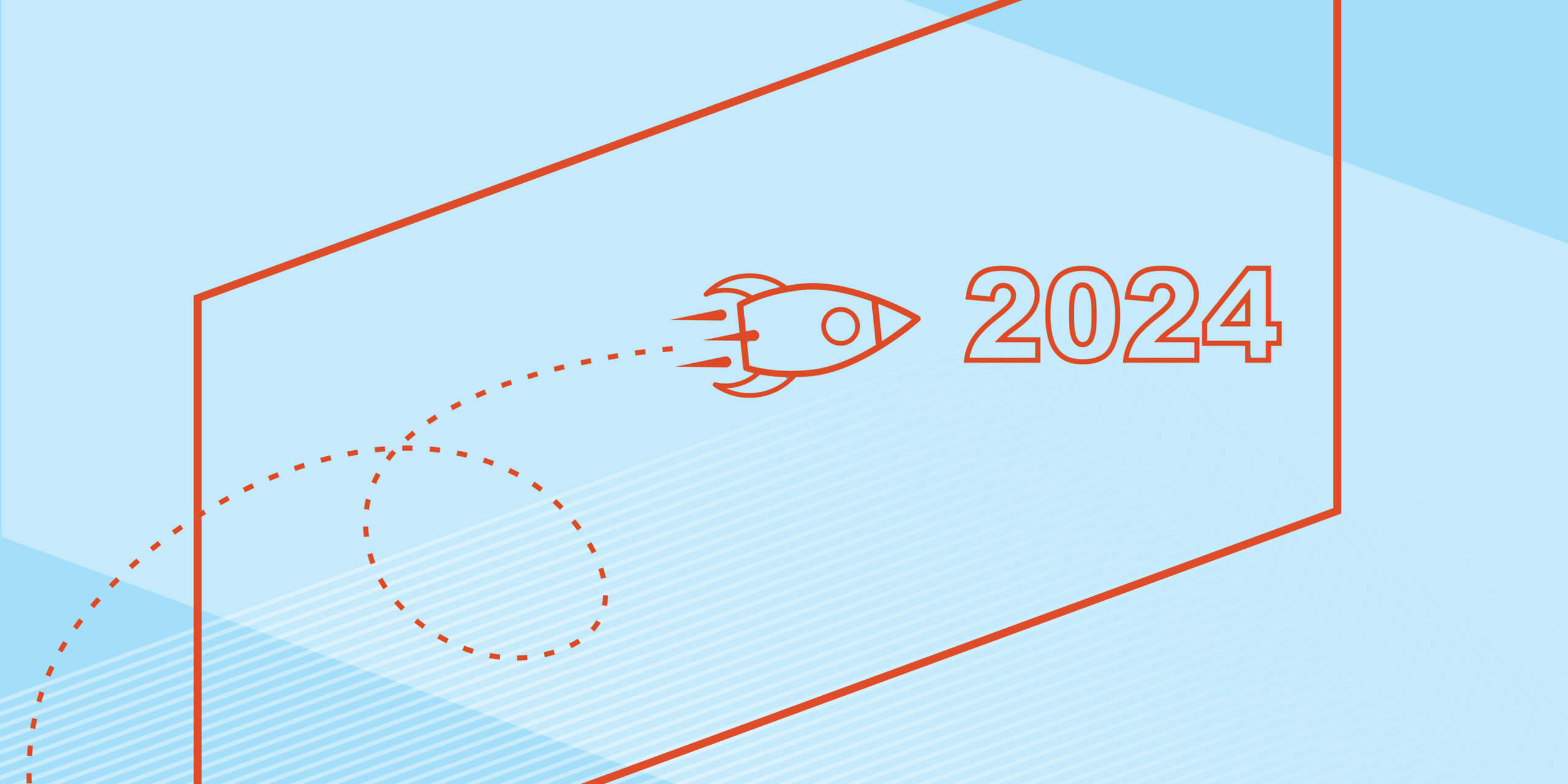 Rocket ship flying towards 2024