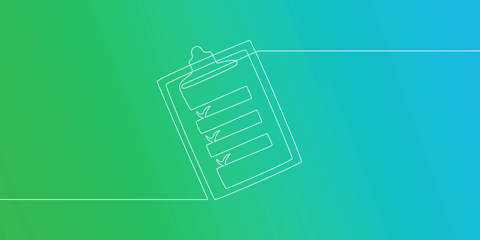 Clipboard with checklist in one continuous line drawing