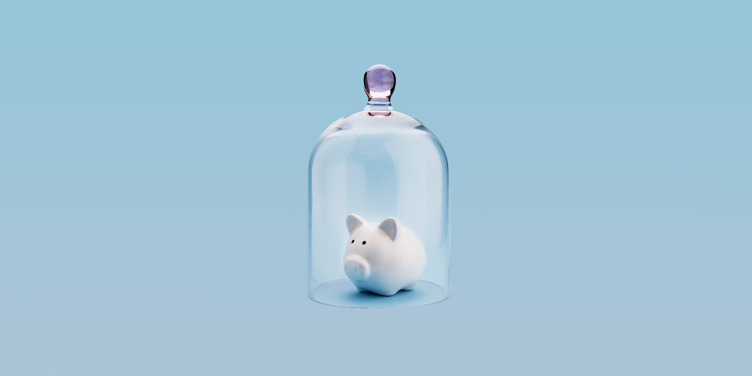 Piggybank protected under a glass dome