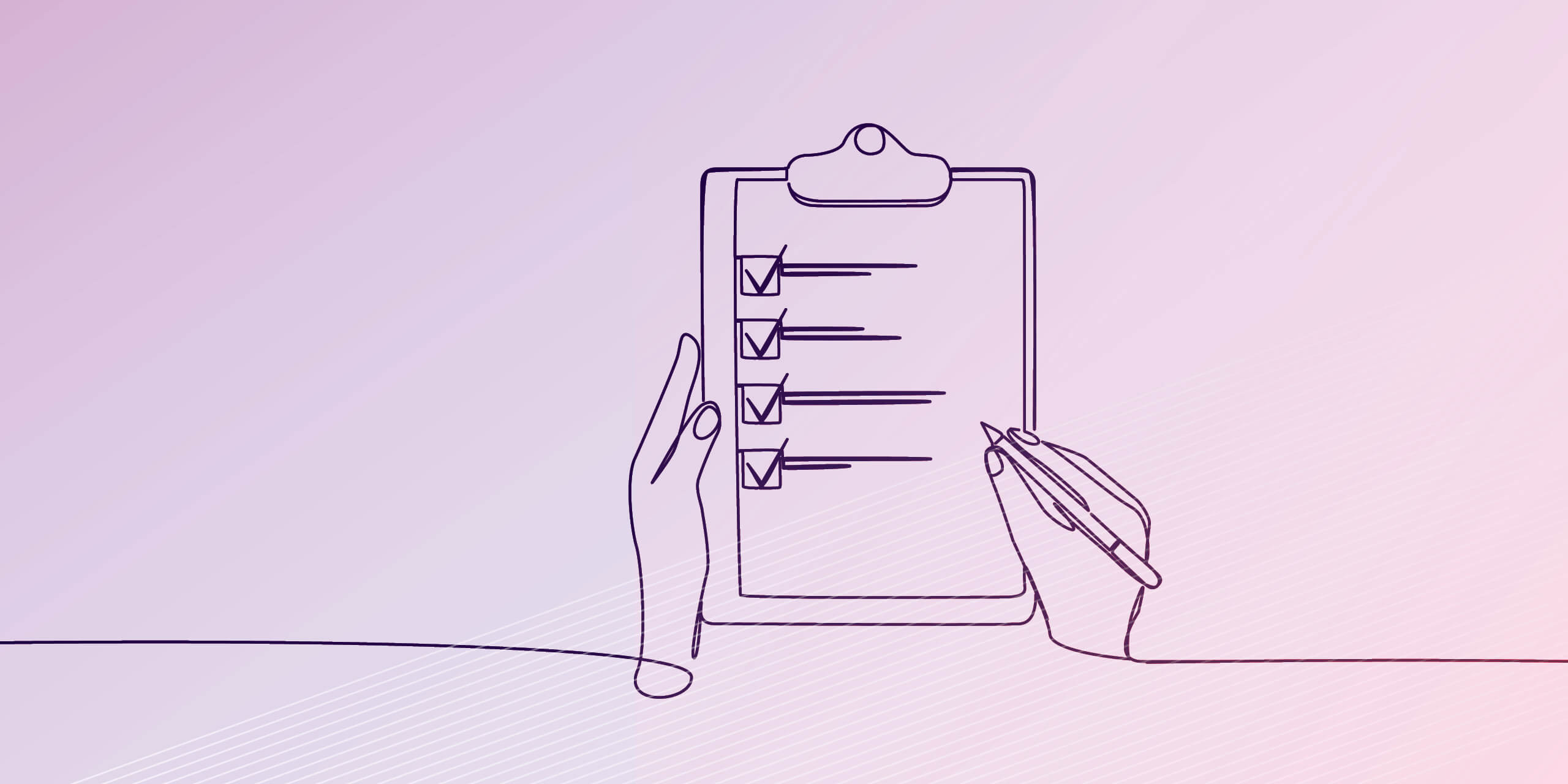 Illustration of hands checking off items on a clipboard