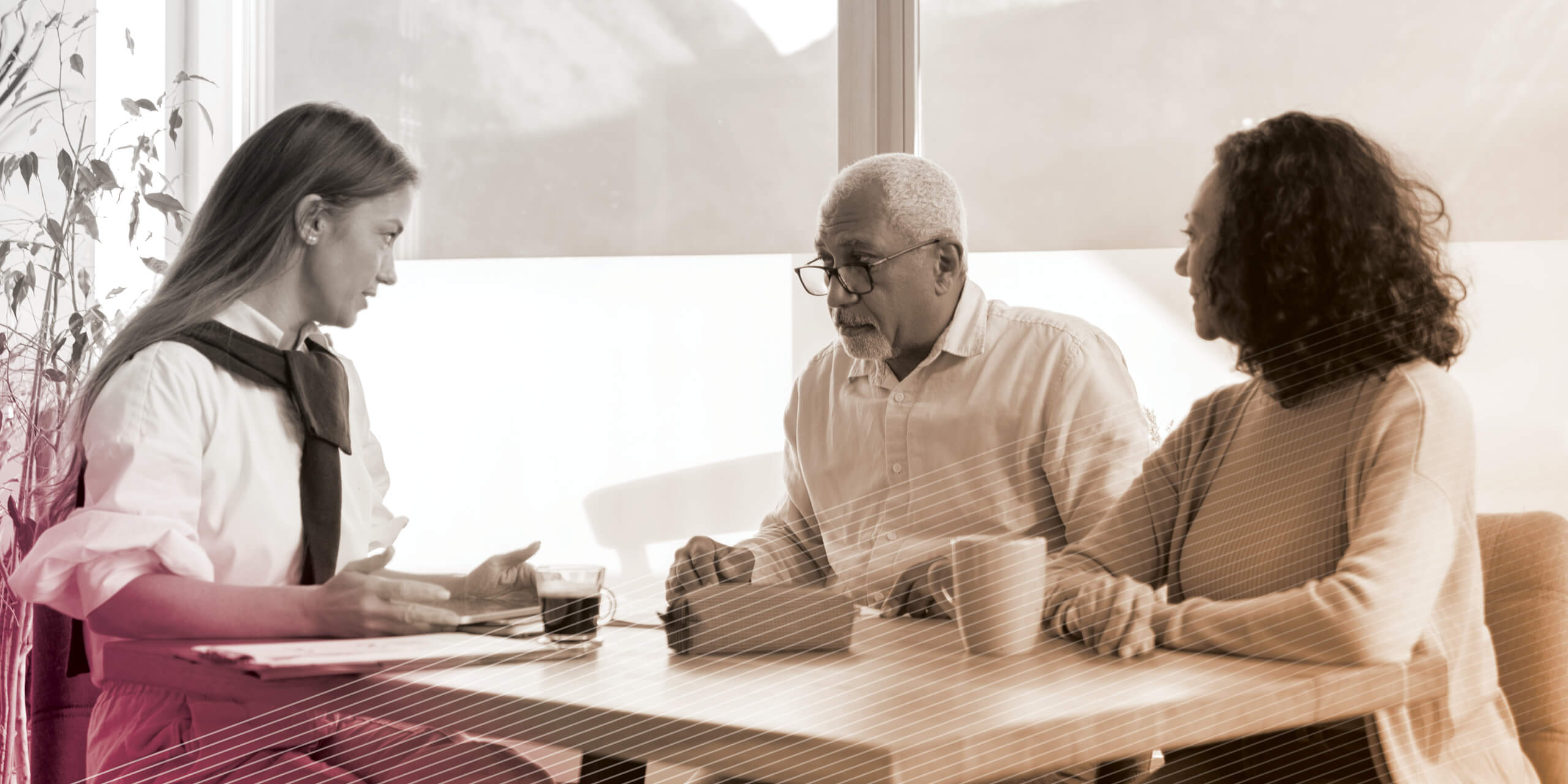 Financial advisor meeting with mature couple