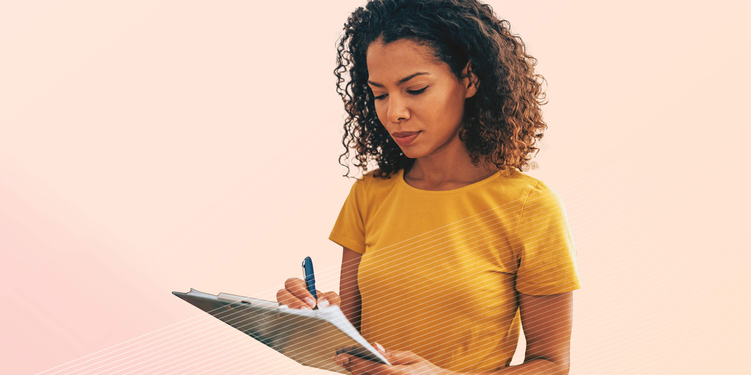 Woman checking checklist