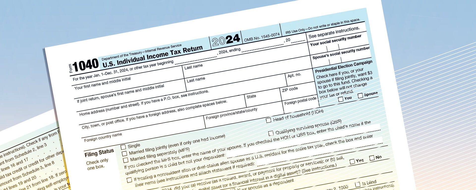 1040 tax papers