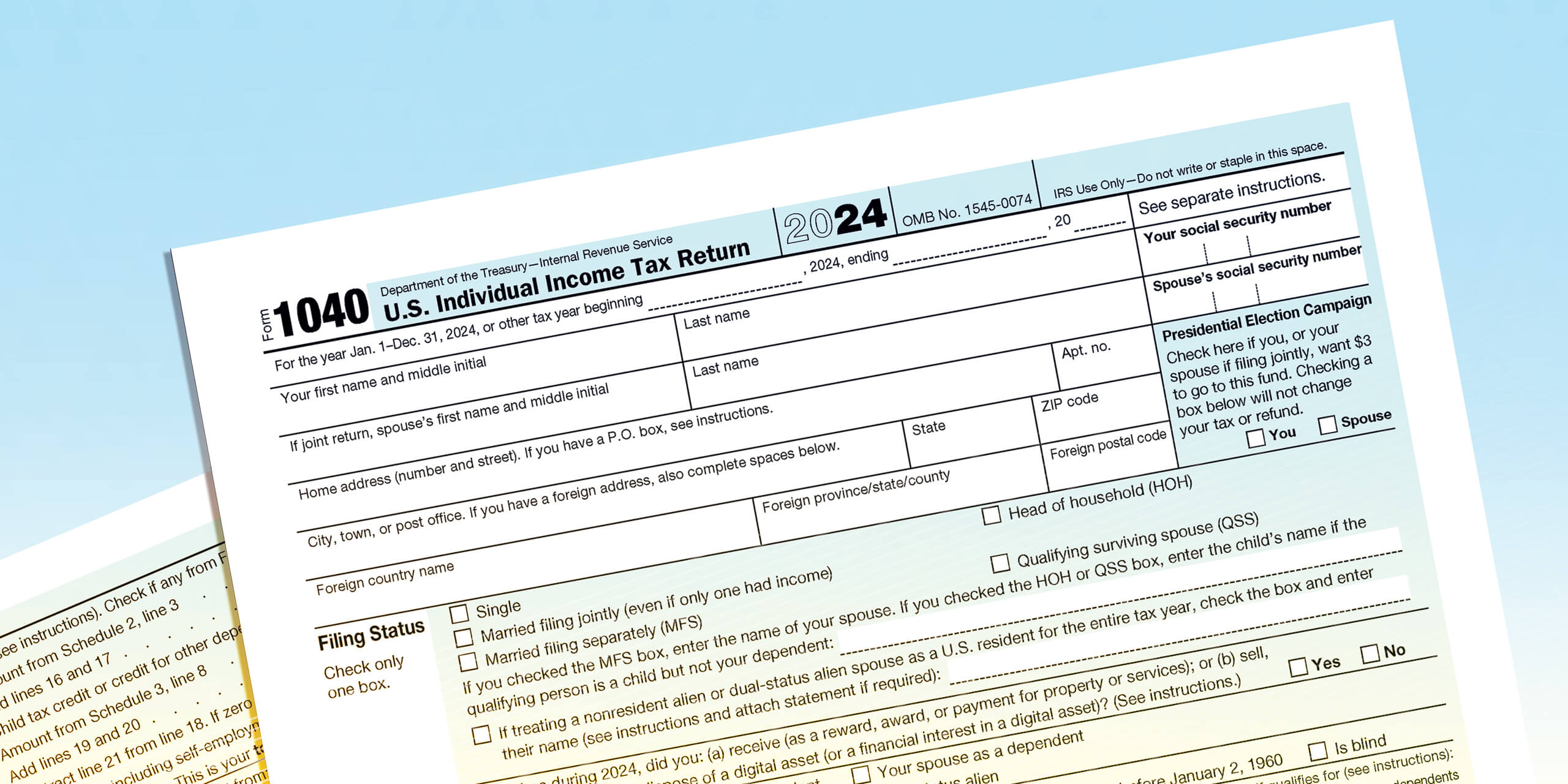 1040 tax papers