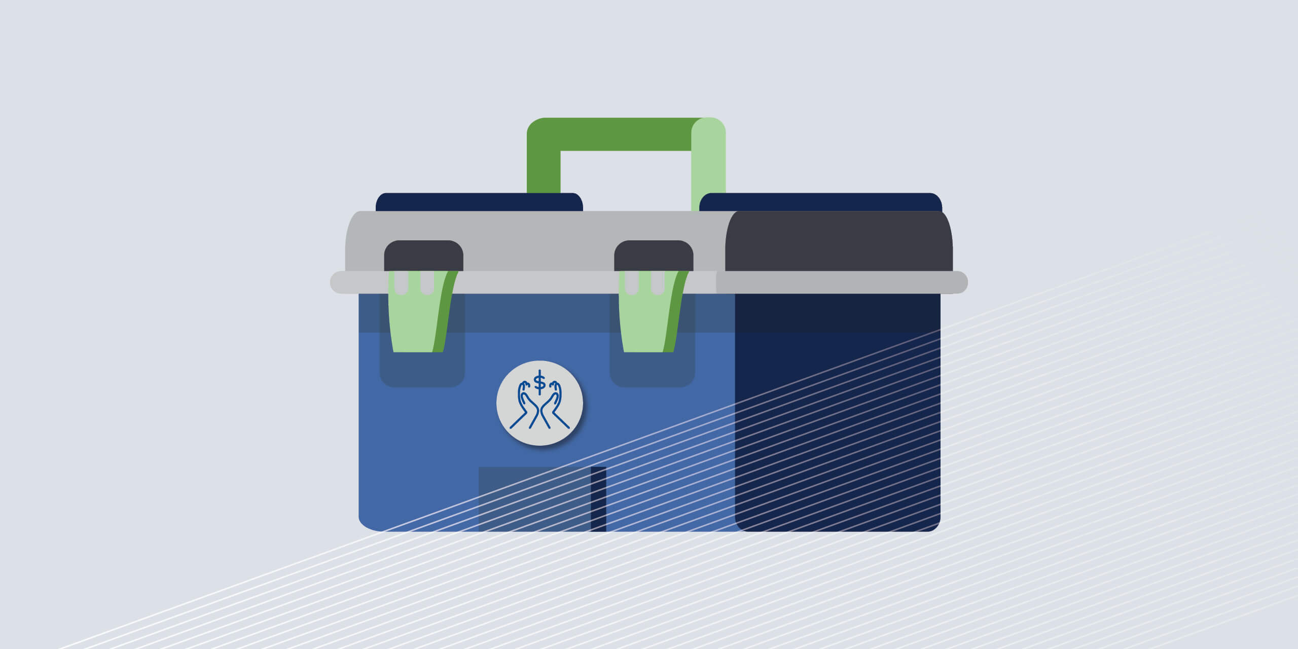 Toolbox with charitable giving icon on it