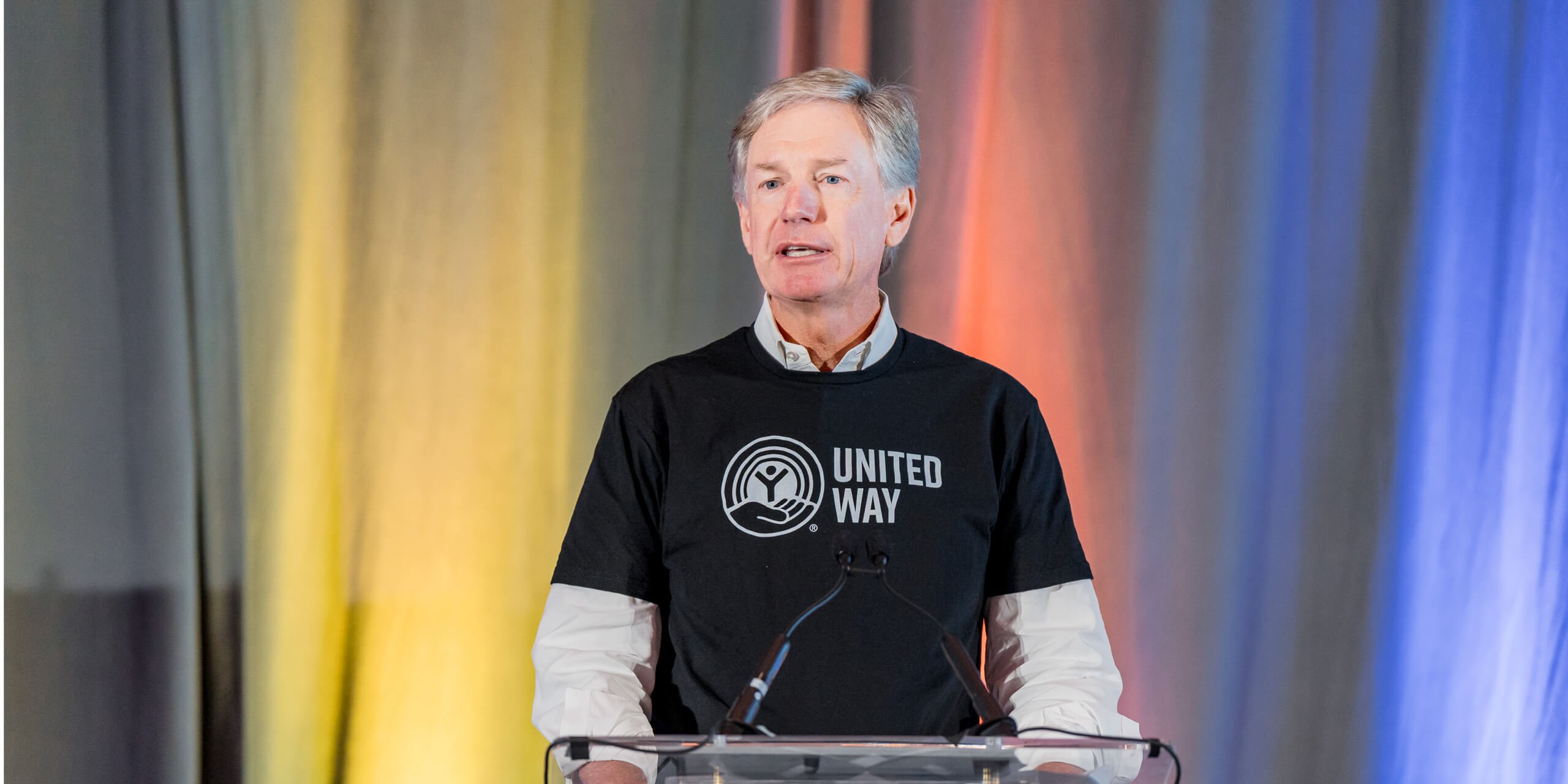 Steve Booth presenting at a United Way event